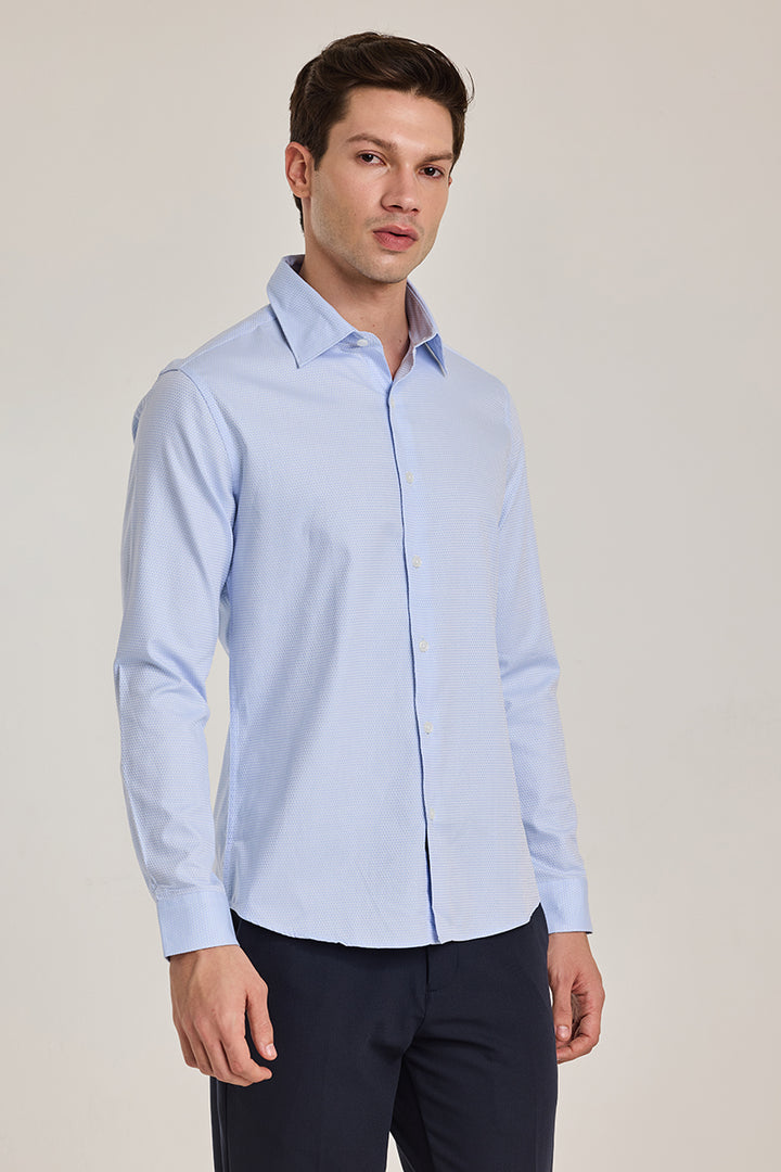 Light Blue Self-Design Shirt