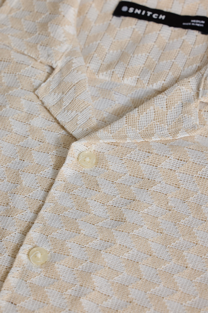 Beige Cuban Crochet Shirt