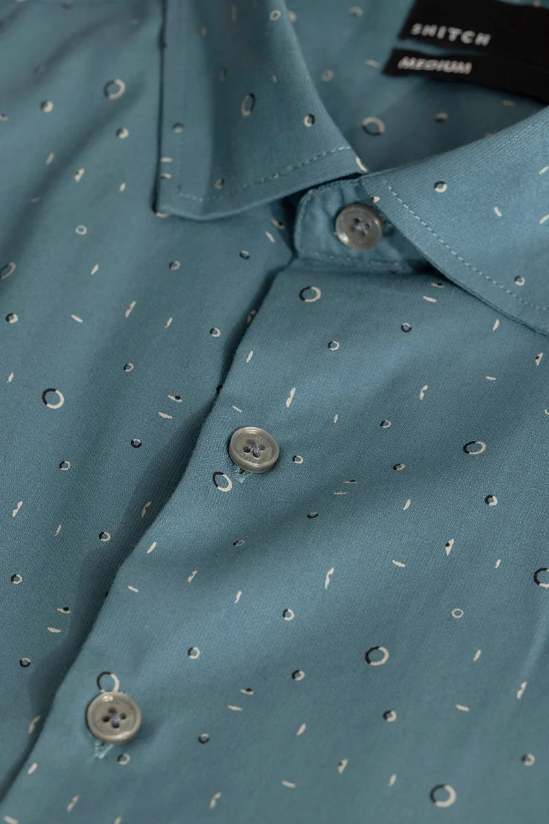 Blue Printed Slim Fit Shirt