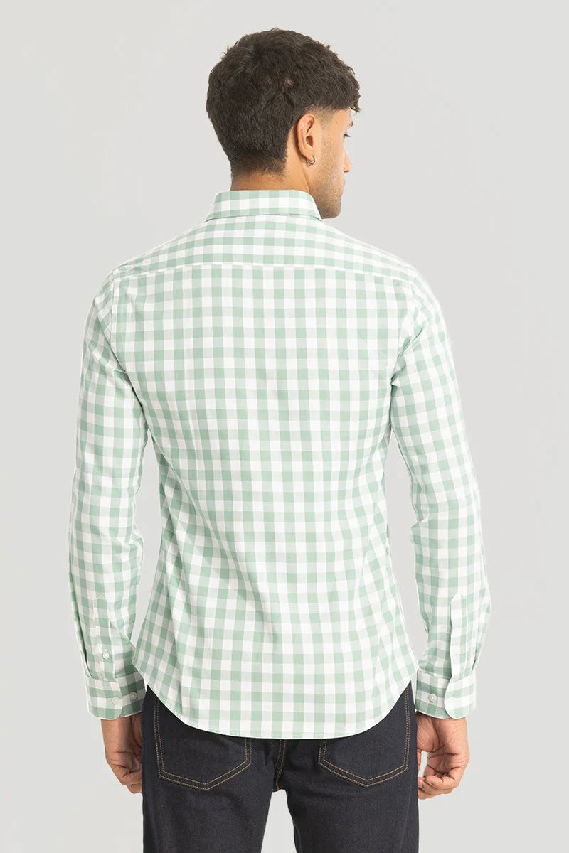 Light Green Slim Fit Checks Shirt