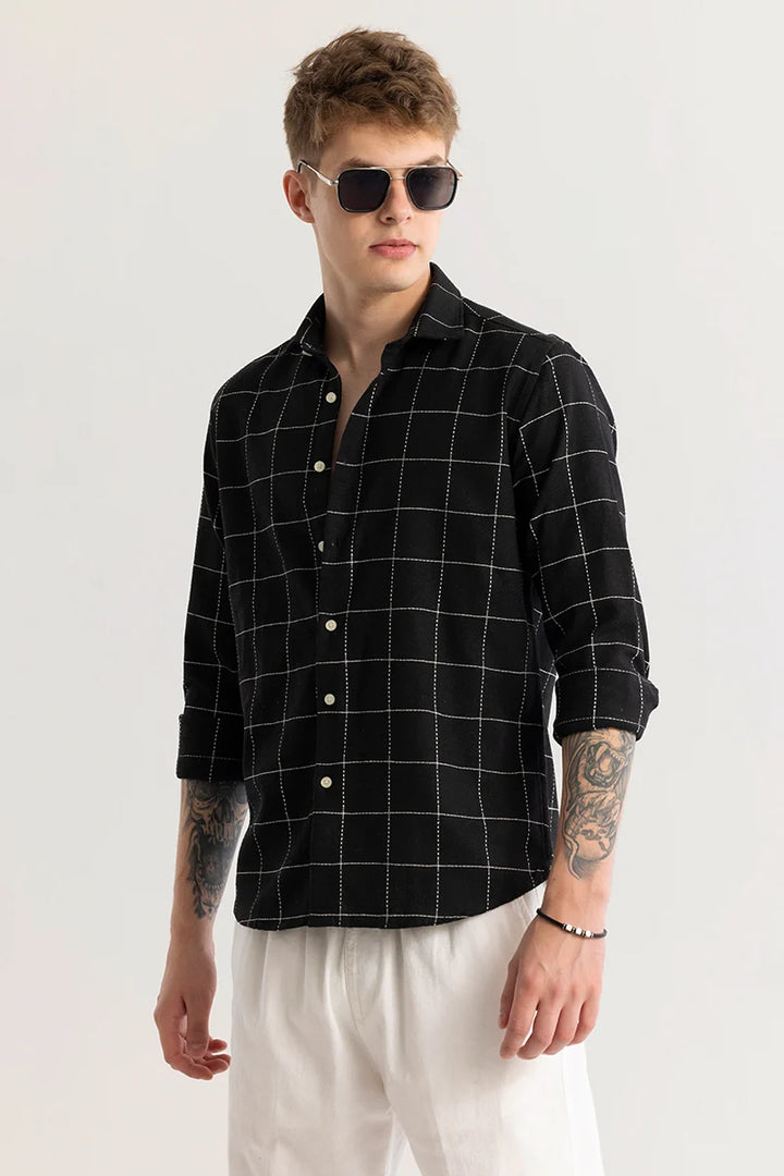 Trygve Checkered Black Shirt