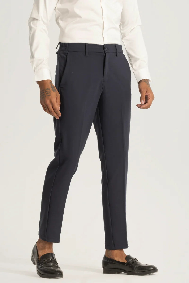 Greyish Blue Slim Fit Trousers