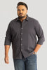 Grey Self Stripe Textured Plus Size Shirt