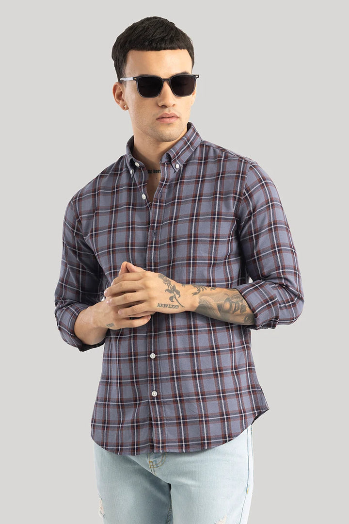 Fleur Greyish Blue Checks Shirts