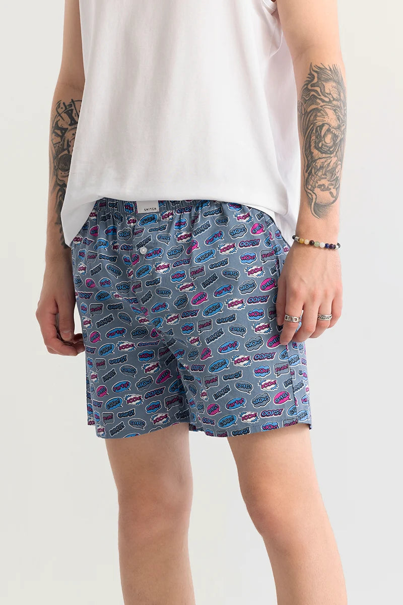 Gry Doodle Blue Printed Boxer