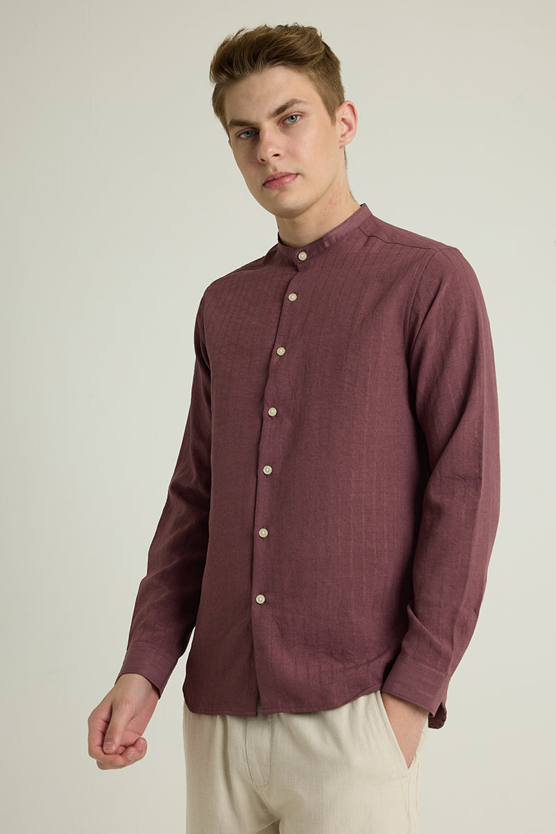 Mauve Mandarin Textured Shirt