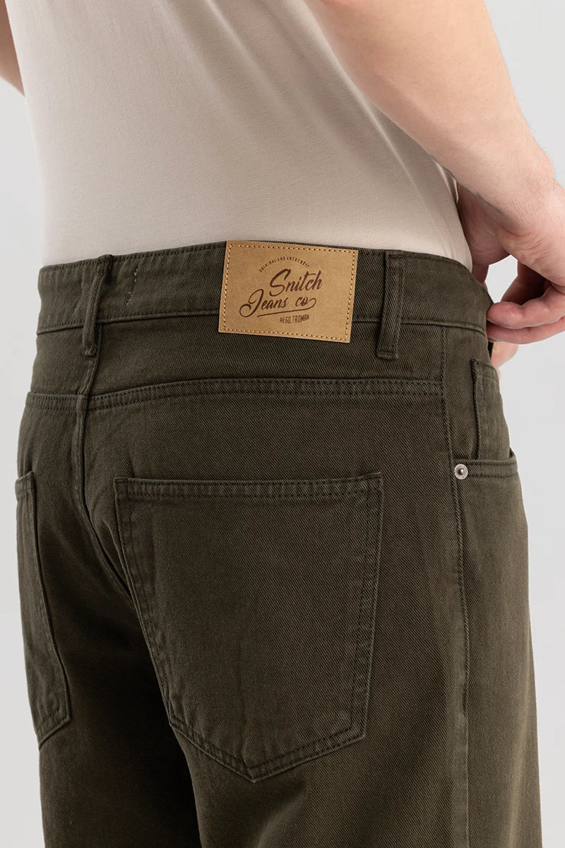 Loose Leisure Olive Baggy Fit Jeans