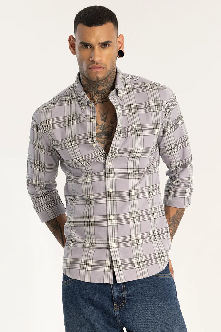 Structured Checks Lavender Shirt