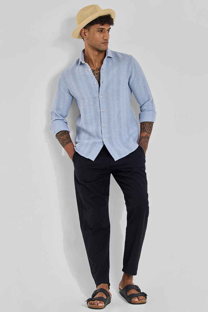 Light Blue Knitted Slim Fit Shirt