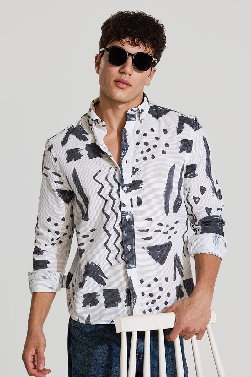 White Textured Abstract Shirt