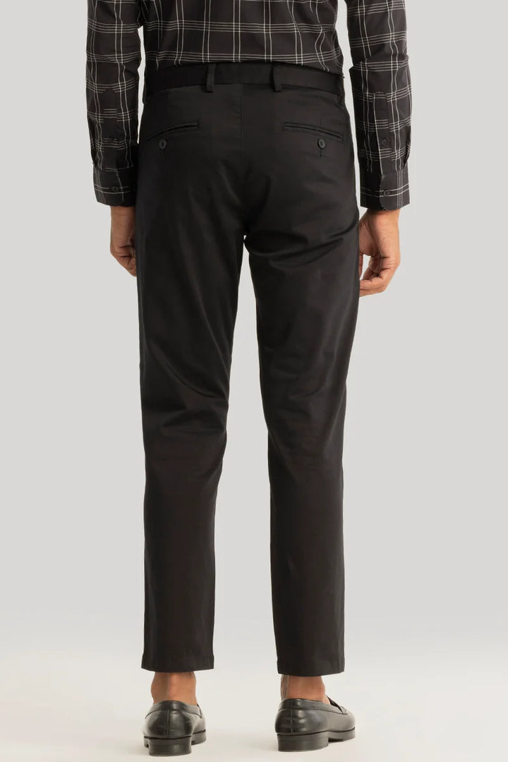 Urban Stride Black Plain Slim Fit Chinos