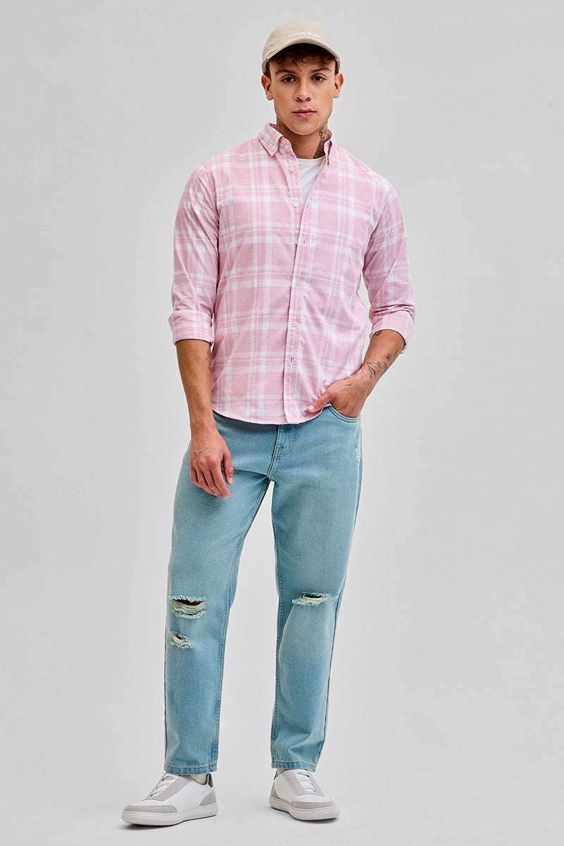 Light Pink Checks Oxford Shirt