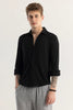 IntricWeave Black Self-Design Shirt