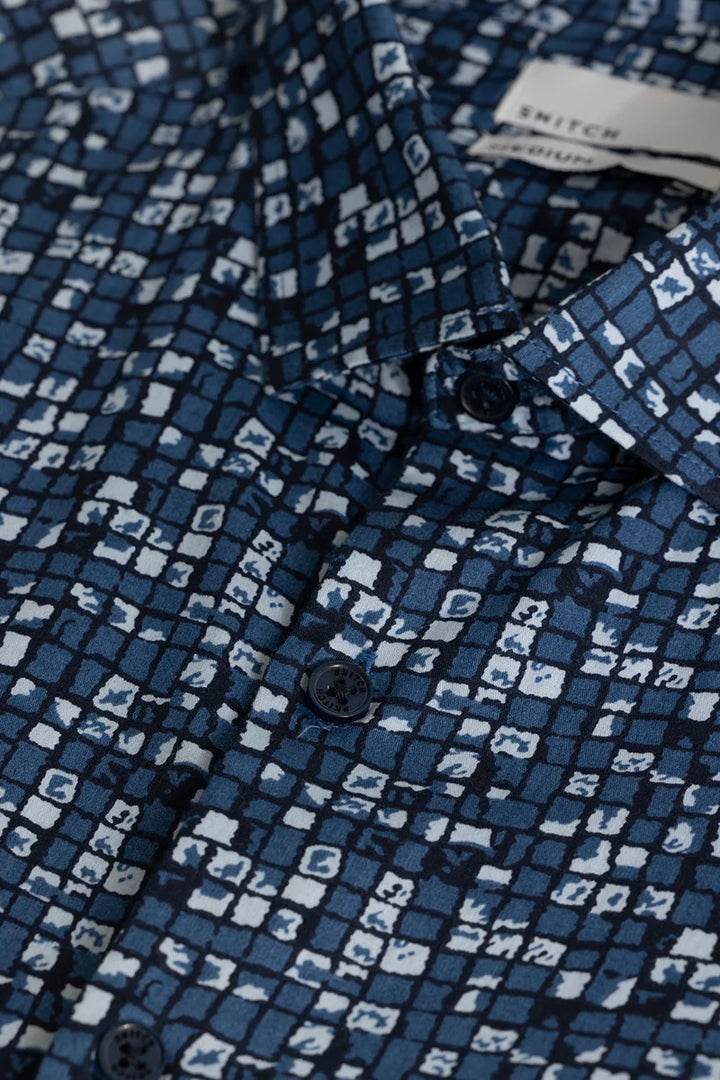 Blue Abstract Slim Fit Shirt