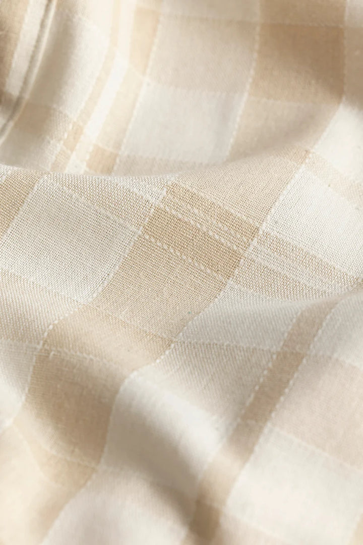 Zoe Cream Linen Checks Shirts