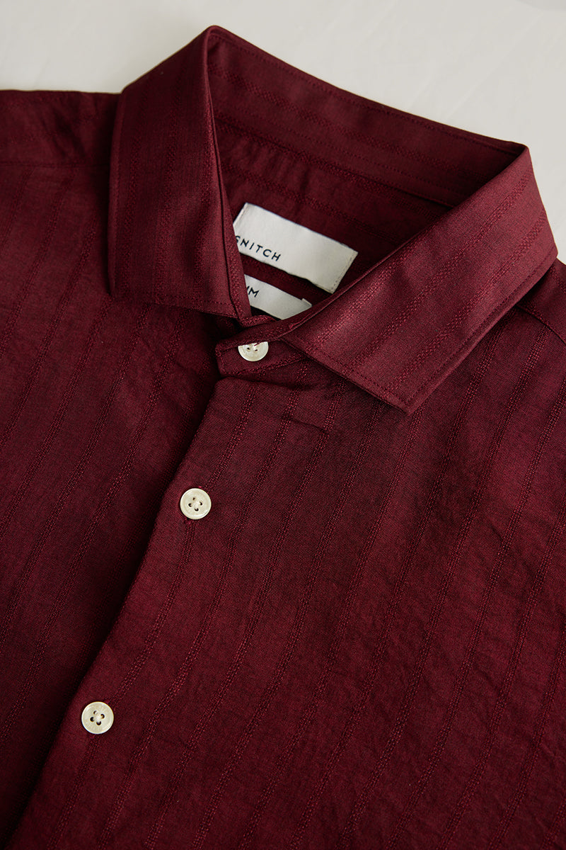 Maroon Self Stripe Shirt