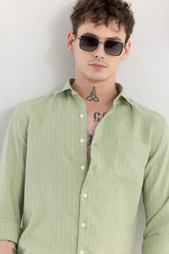 Linen Line Green Stripe Shirt