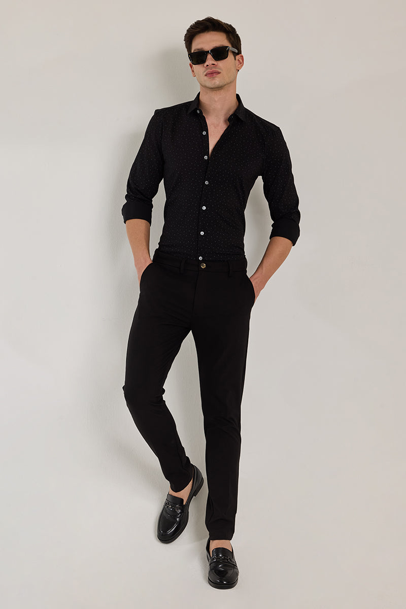 Black Geometric Slim Fit Shirt