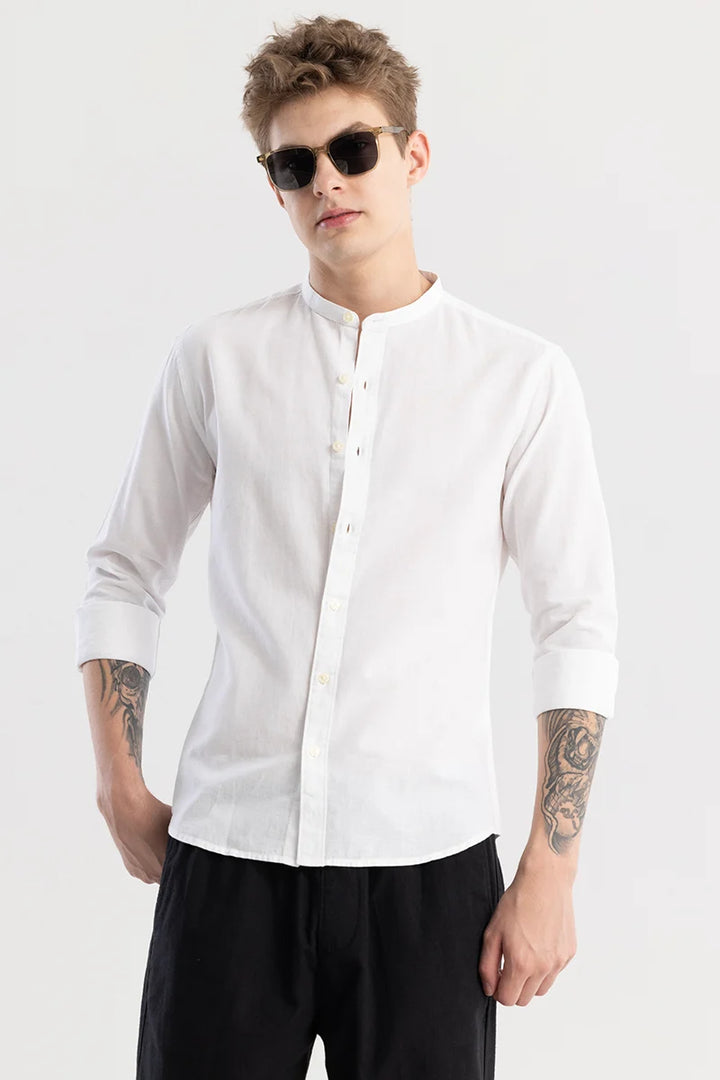 Linen Elegance Plain White Shirt