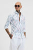 Light Blue Abstract Slim Fit Shirt