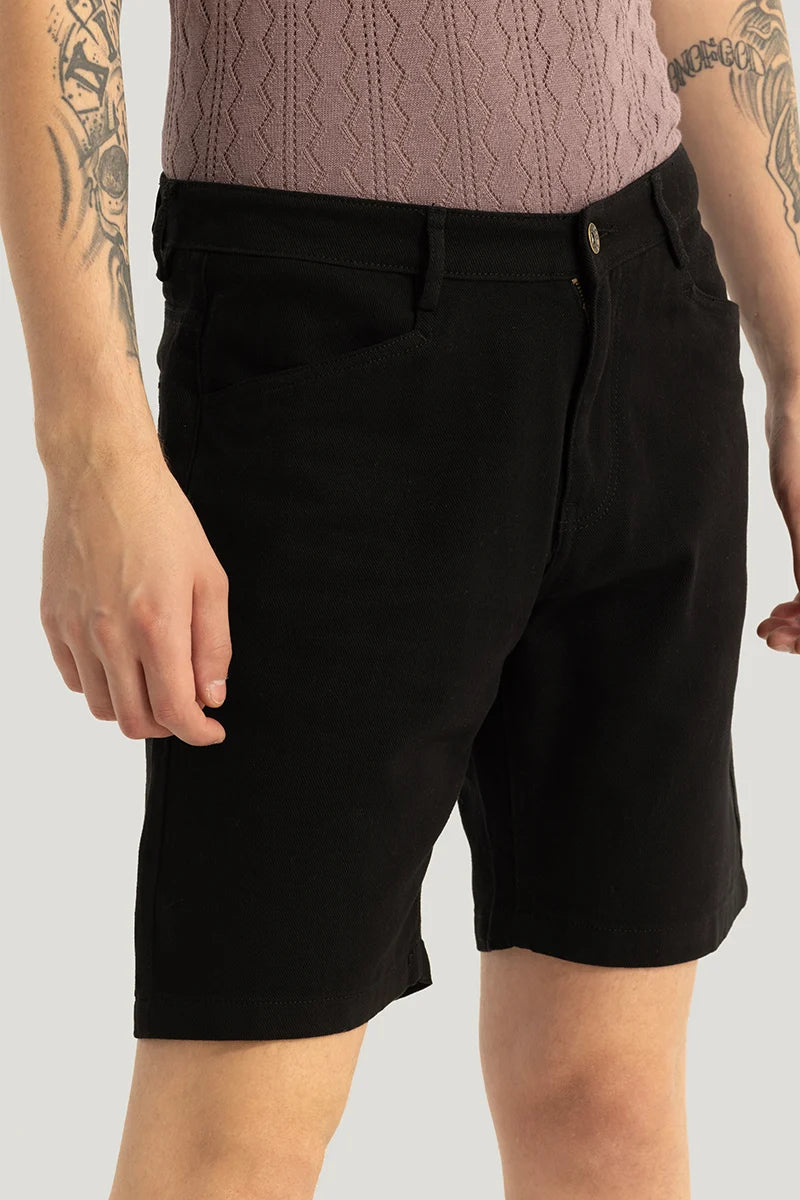 Viviane Black Plain Regular Fit Shorts