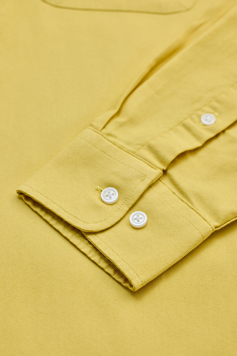 Yellow Solid Button Down Shirt