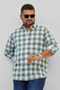 Green Checks Linen Blend Plus Size Shirt