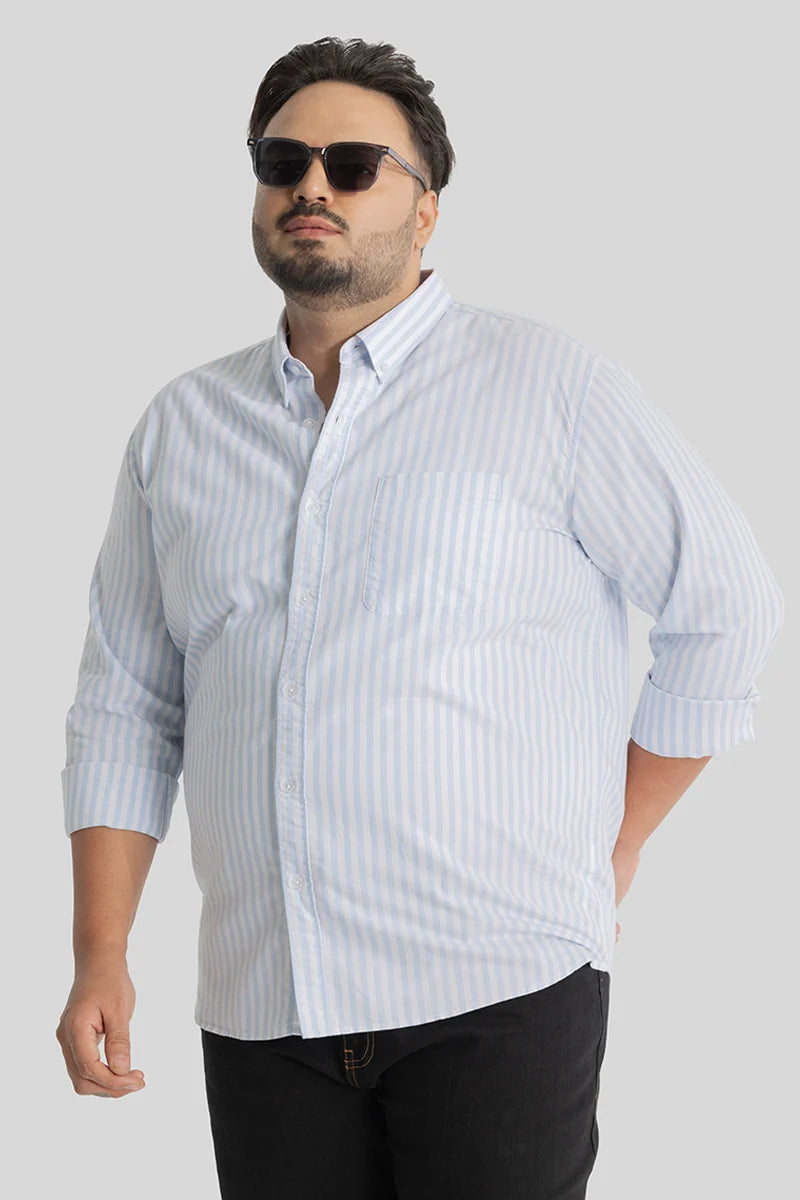 Fortunato Light Blue Stripes Plus Size Shirt