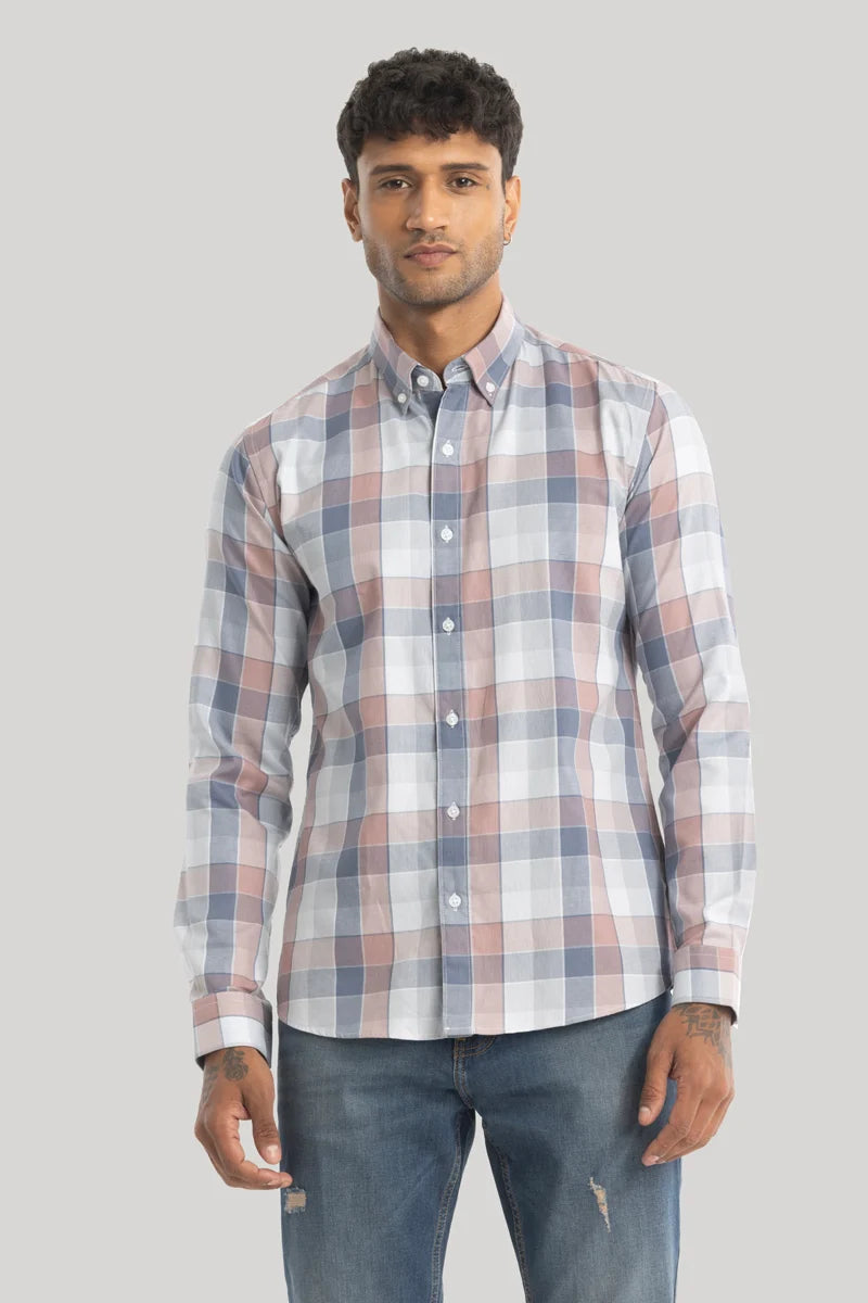 Ettore Greyish Blue Checks Shirt