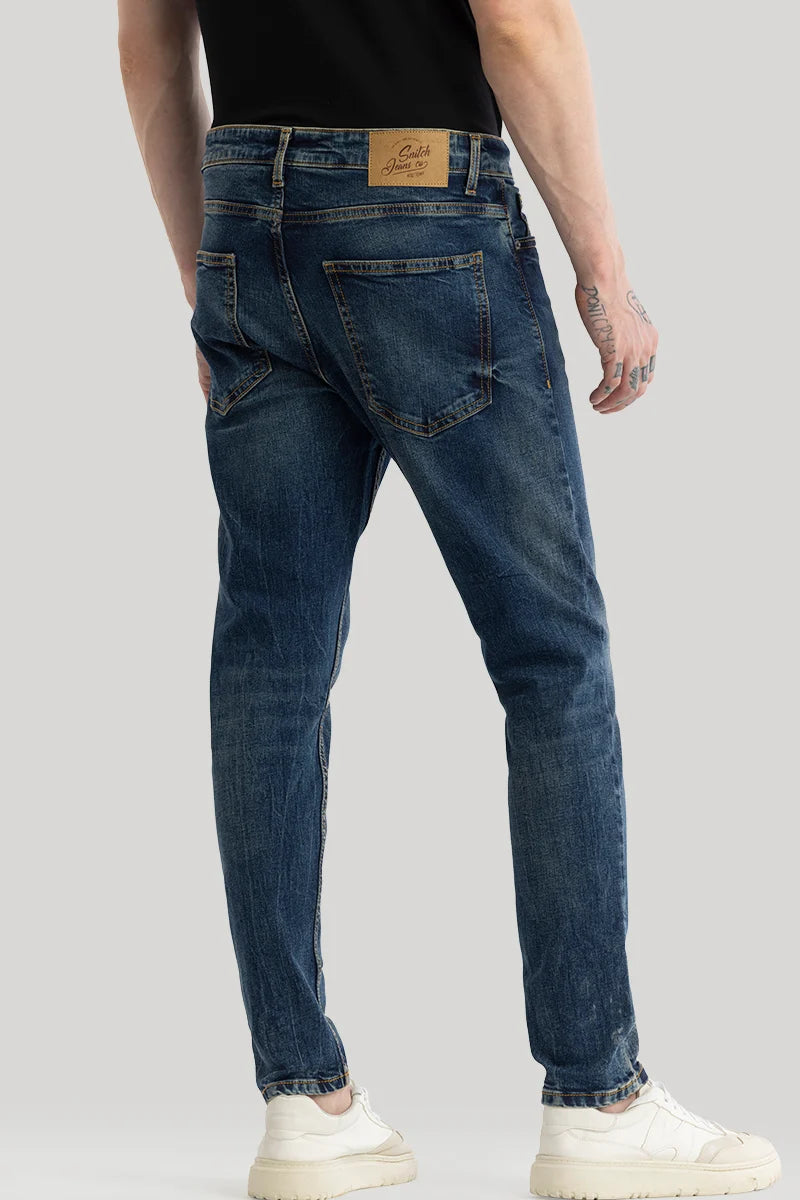 Phantom Prussian Blue Plain Skinny Fit Jeans