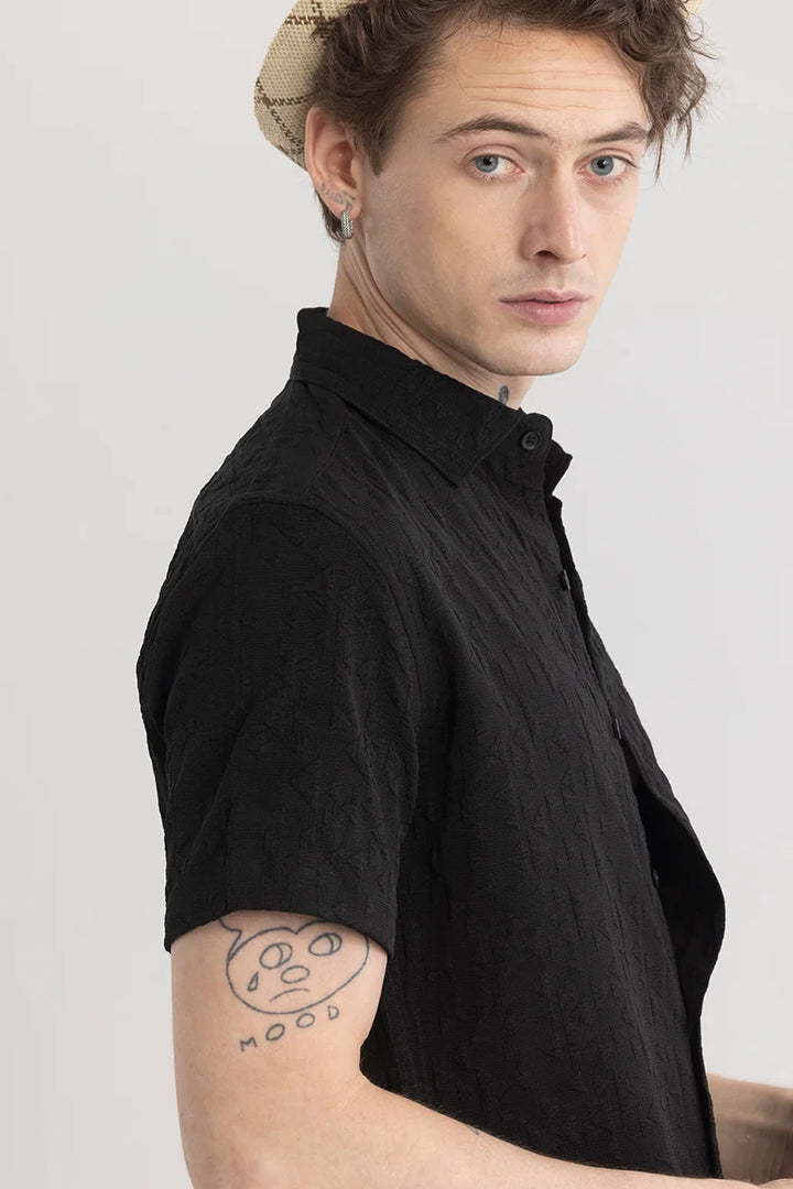 Abstractly Textured Black Shirt