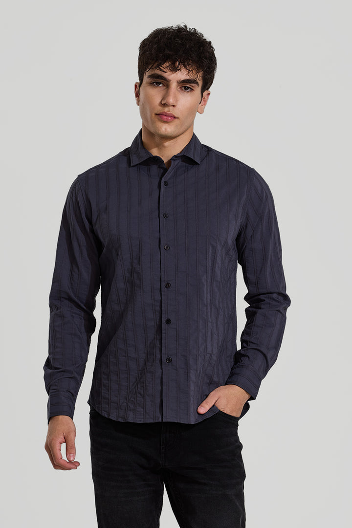 Navy Self Striped Shirt