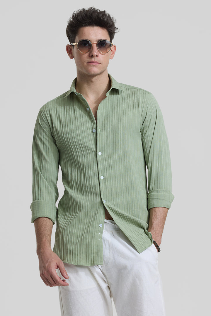 Sage Stripes Slim Fit Shirt