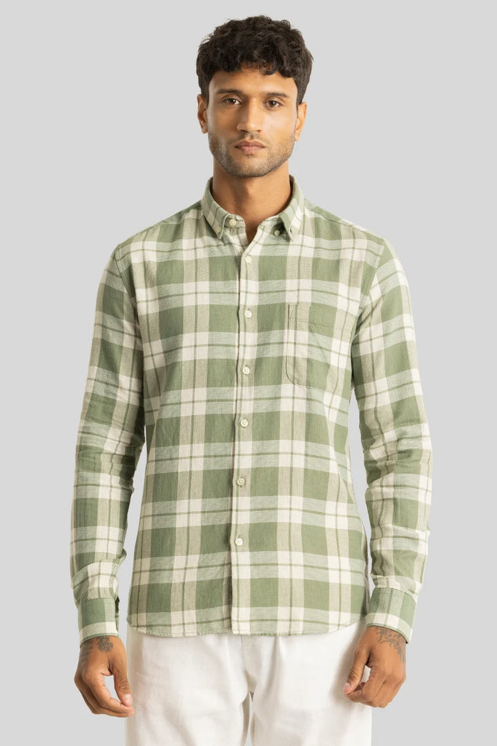 Beacon Green Checks Linen Shirt