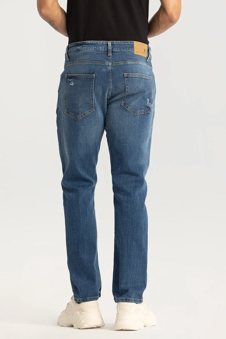 Blue Distressed Regular Fit Jeans