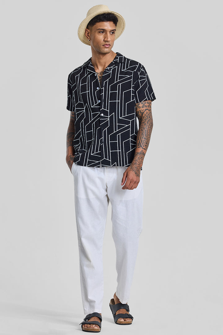 Black Geometric Slim Fit Shirt