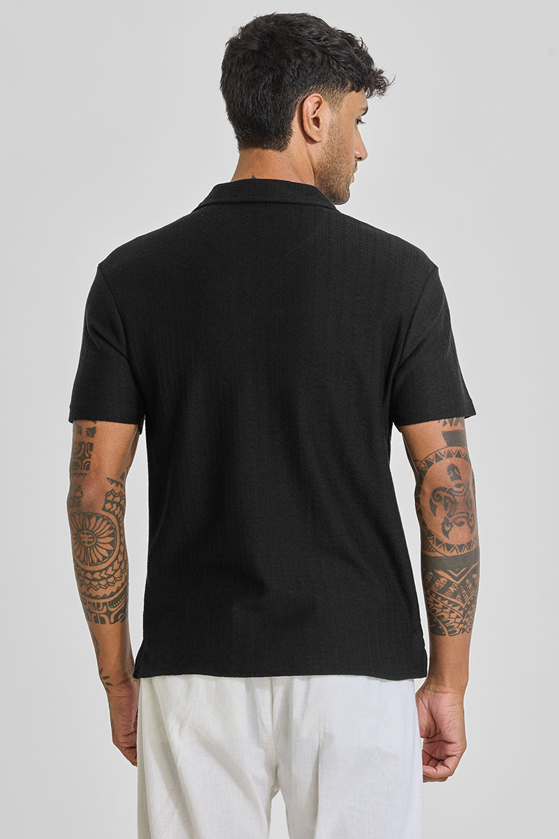 Black Cuban Textured Shirt