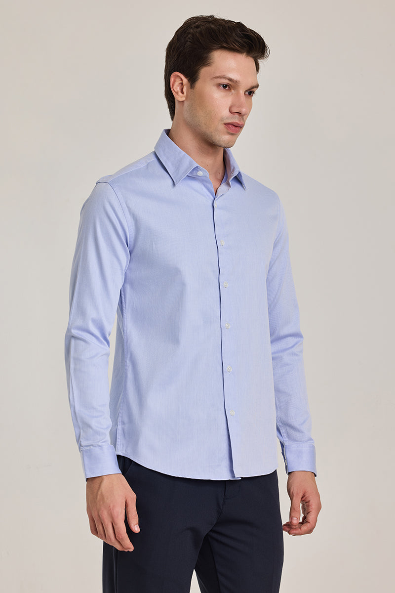 Light Blue Solid Slim Fit Shirt