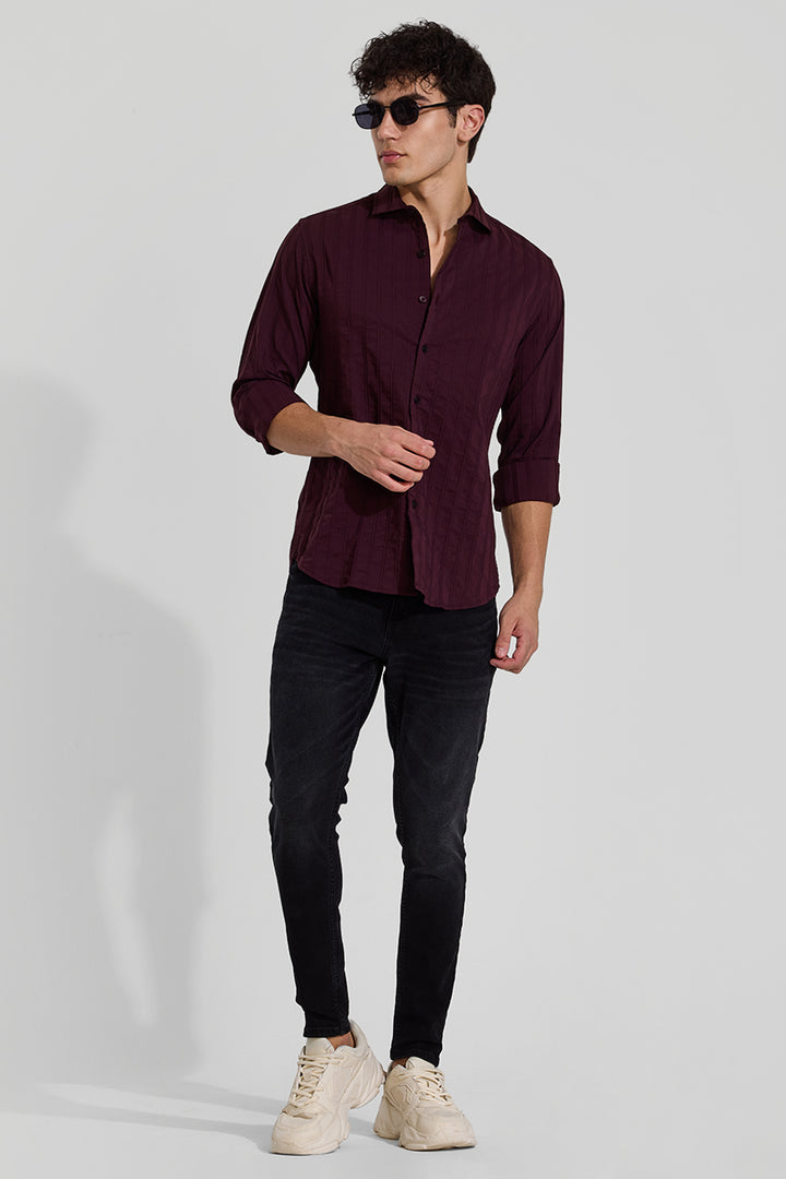 Burgundy Self Striped Shirt