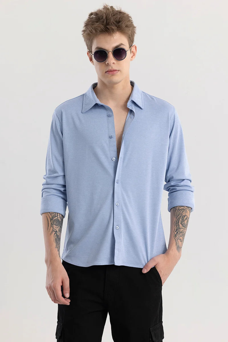 CollarEase Blue Plain Shirt