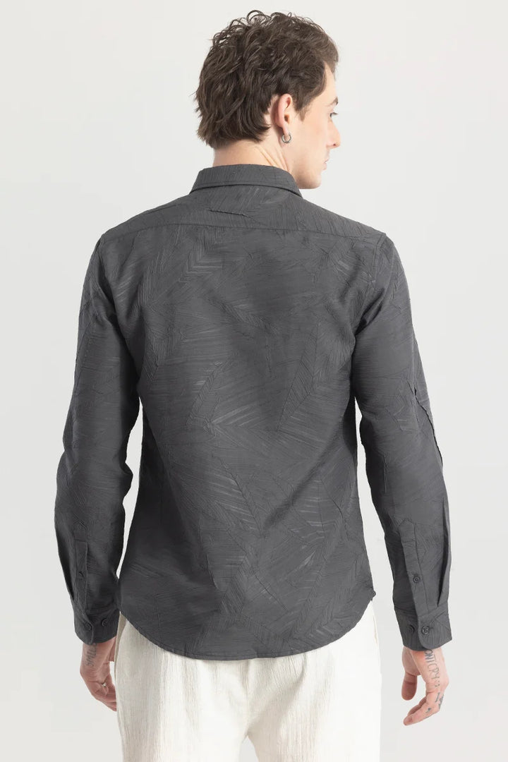 SlumberQuilt Grey Self-Design Shirt