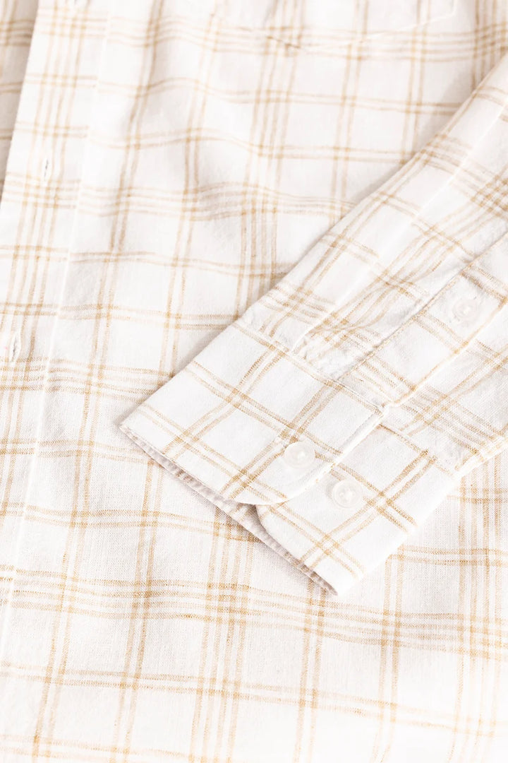 Beige Checks Linen Blend Shirt