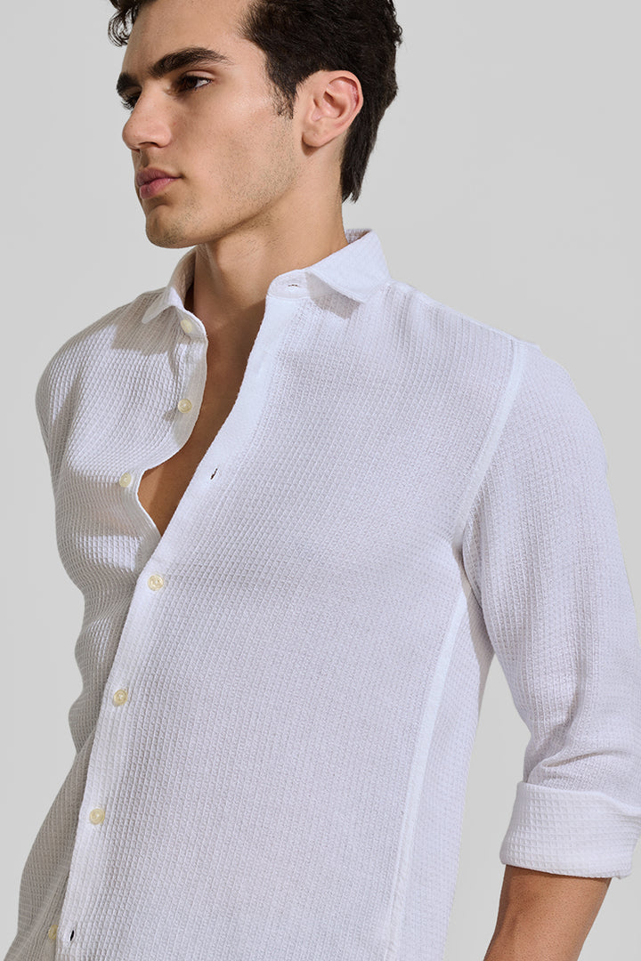 White Slim Fit Textured Shirt