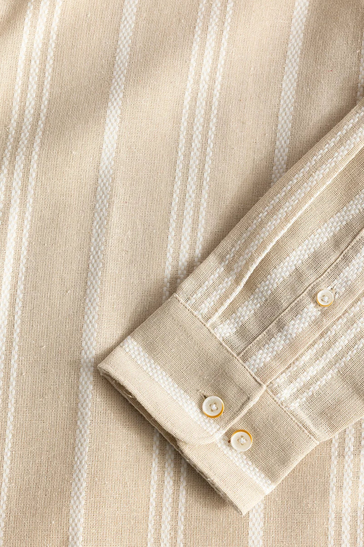 Yves Beige Stripes Linen Shirt