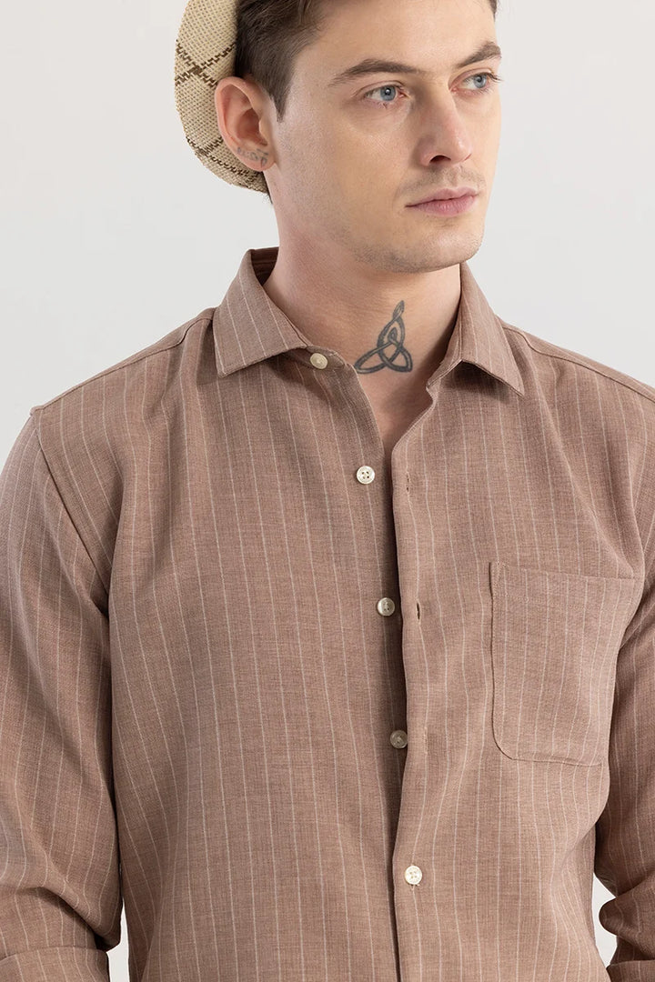 Linen Line Brown Stripe Shirt