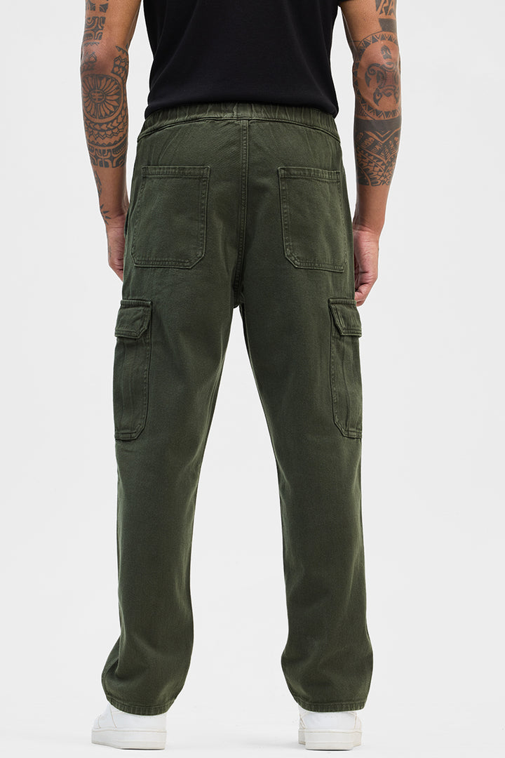 Olive Comfort Fit Cargo Jeans