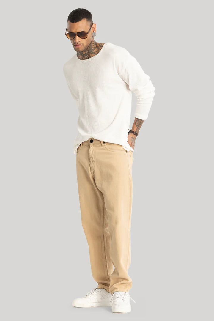 Khaki Baggy Fit Jeans