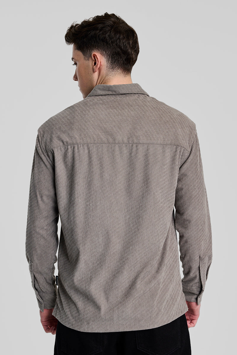 Grey Textured Corduroy Overshirt