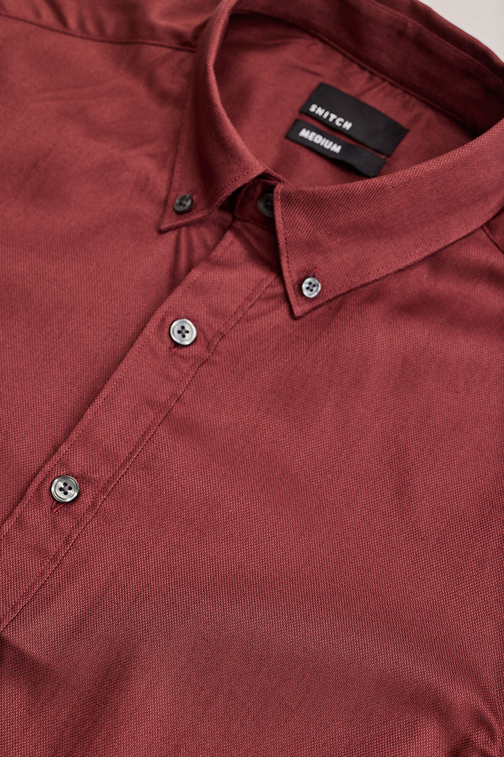 Maroon Solid Twill Shirt