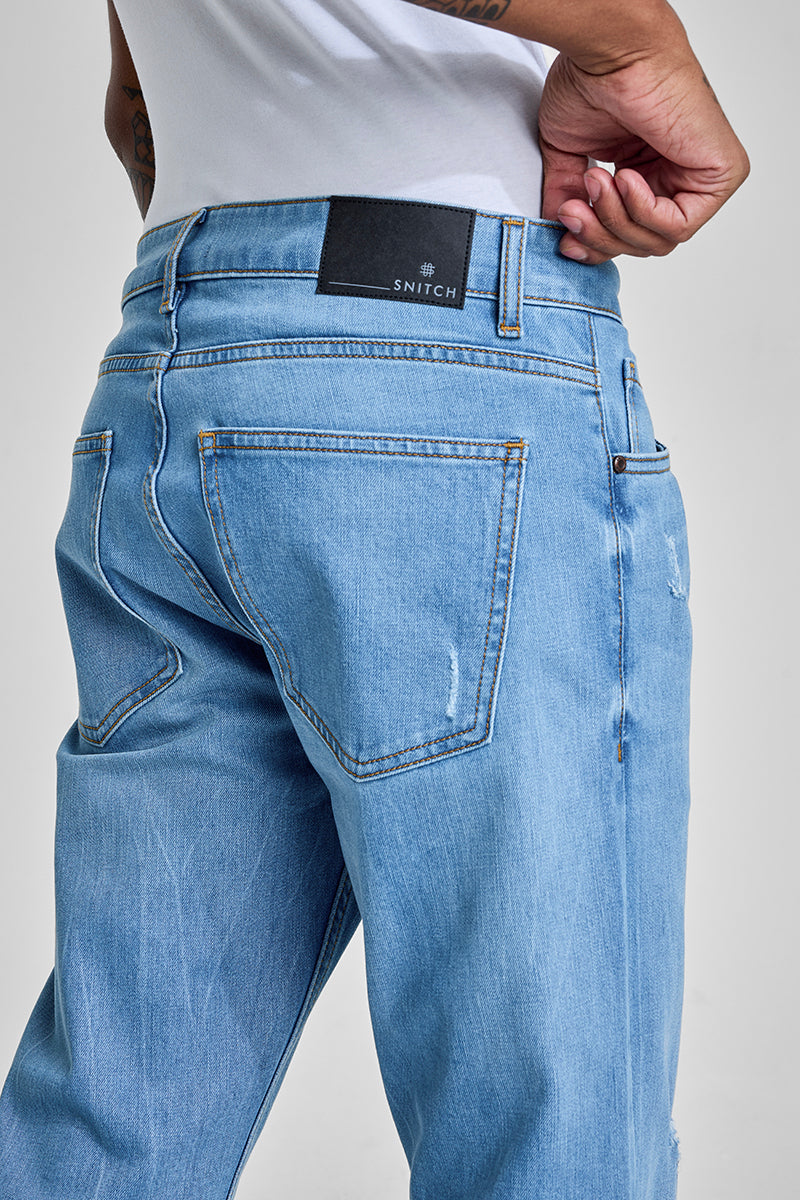 Light Blue Distressed Bootcut Jeans